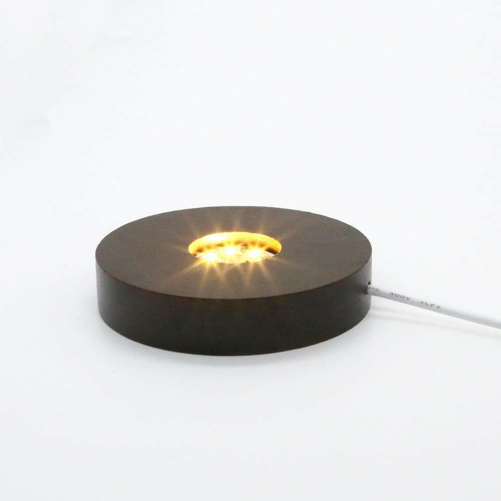 Wood LED Display Base for Crystal Glass Art/Acrylic Carving ect. Yellow/Dark Brown L10 - Mintso Online Store