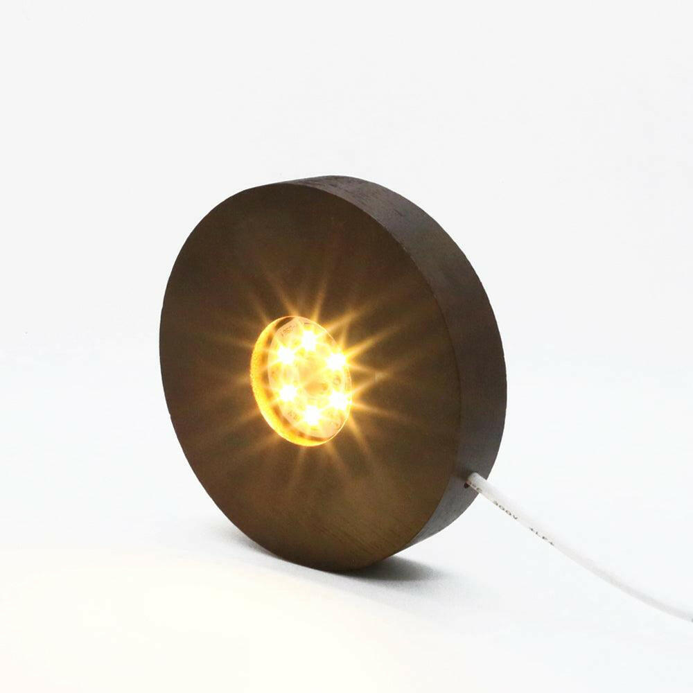 Wood LED Display Base for Crystal Glass Art/Acrylic Carving ect. Yellow/Dark Brown L10 - Mintso Online Store